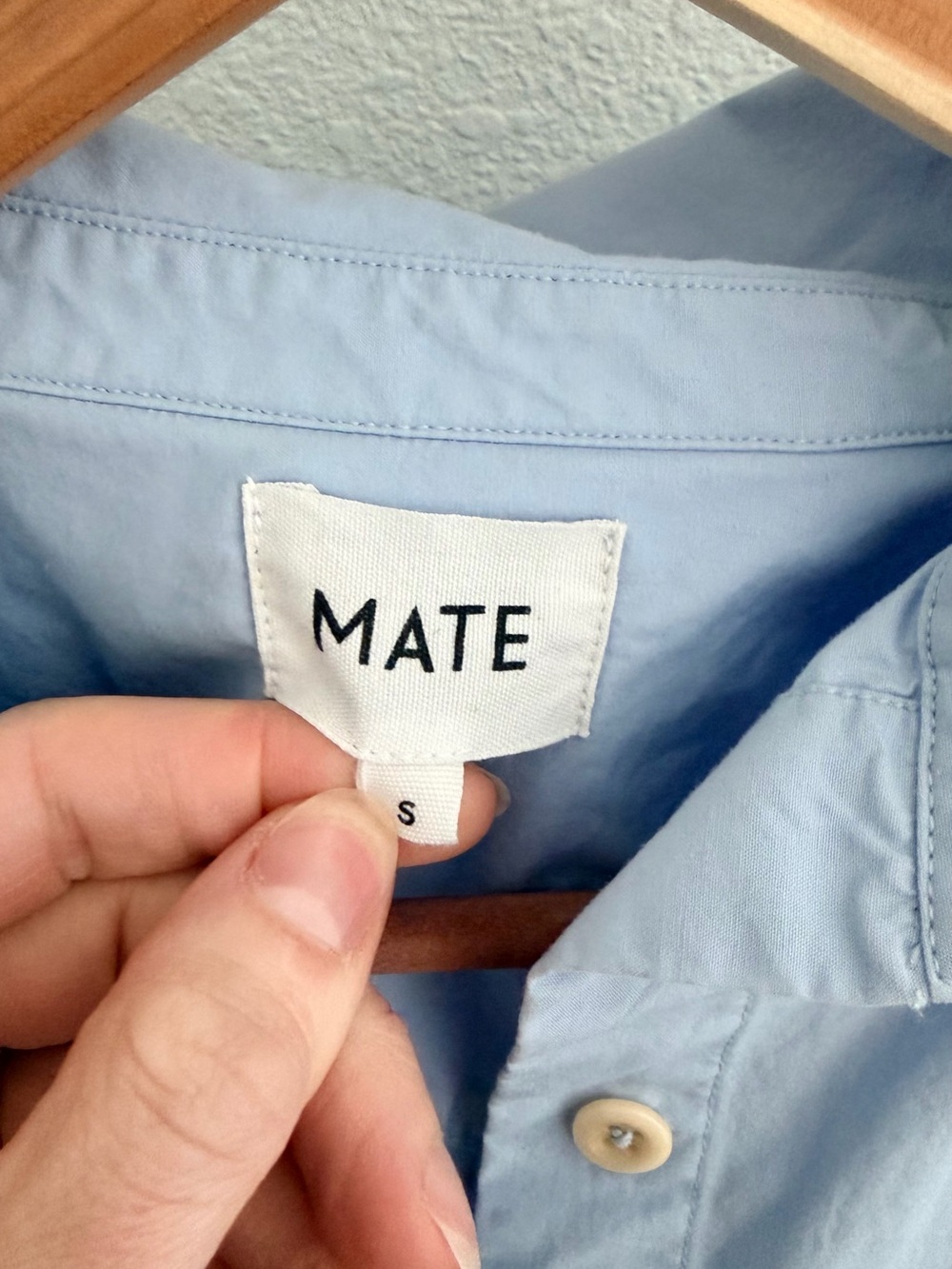 Mate The Label Organic Poplin Long Sleeve Button Down Light Blue - Picture 4 of 6